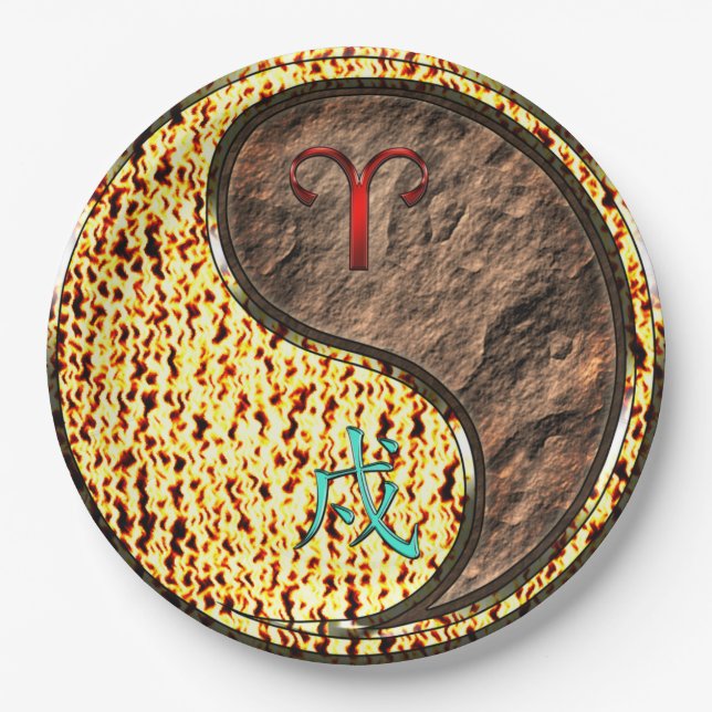 Aries & Earth Dog Paper Plate (Front)