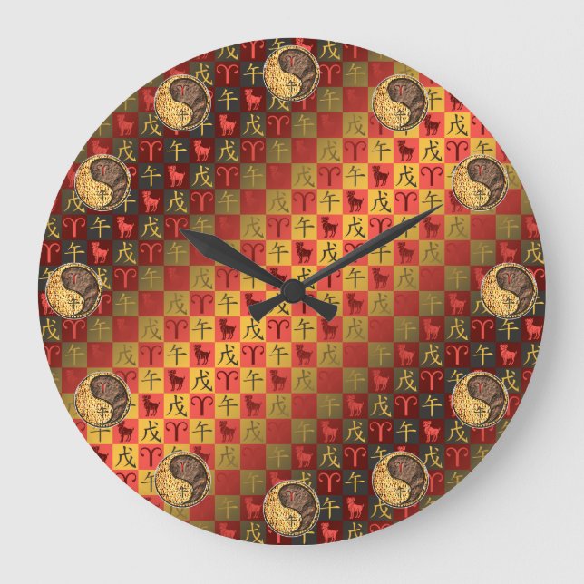 Aries & Earth Horse Large Clock (Front)