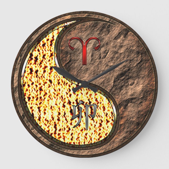 Aries & Earth Rabbit Large Clock (Front)