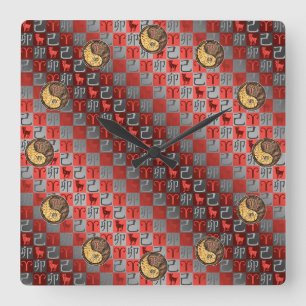 Aries & Earth Rabbit Square Wall Clock