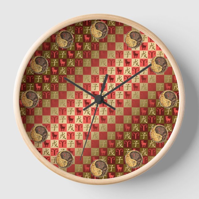 Aries & Earth Rat  Puzzle Clock (Front)