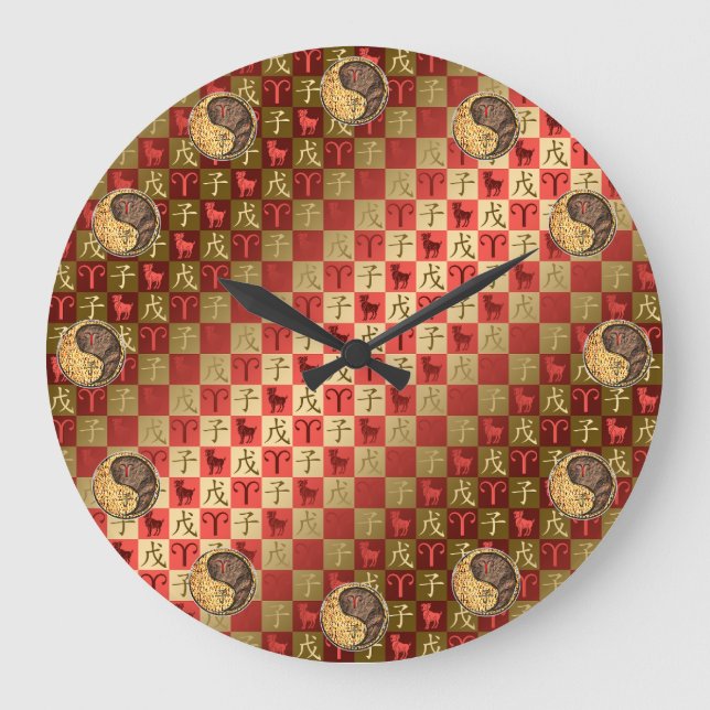 Aries & Earth Rat  Puzzle Large Clock (Front)