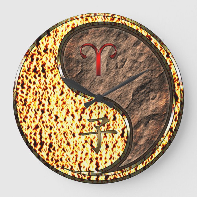 Aries & Earth Rat  Puzzle Large Clock (Front)