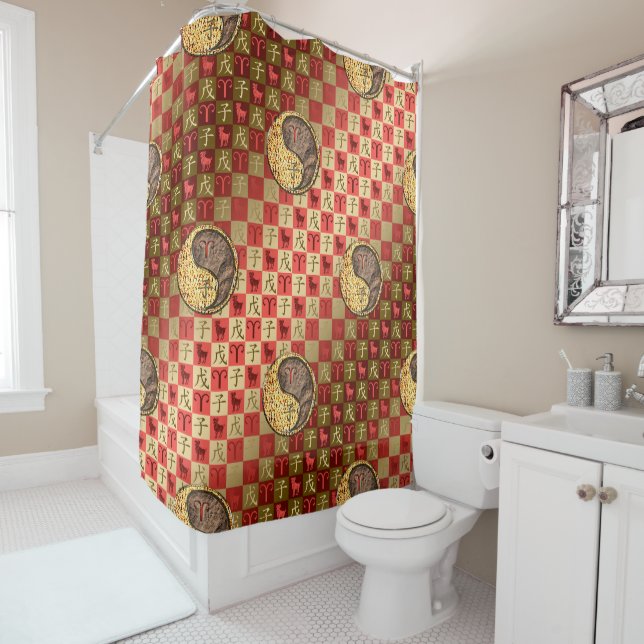 Aries & Earth Rat Shower Curtain (In Situ)