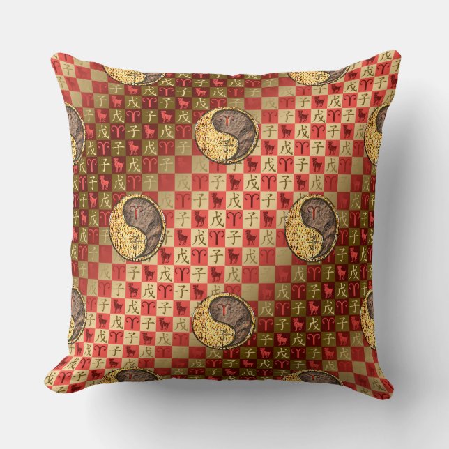 Aries & Earth Rat Throw Pillow (Front)