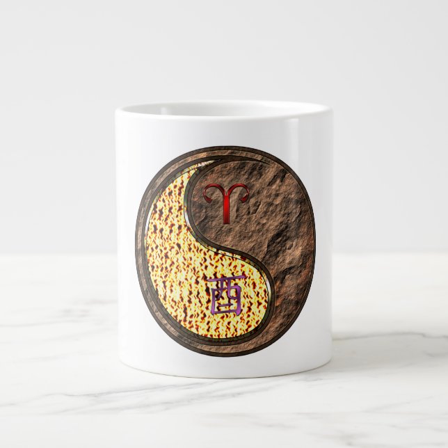 Aries & Earth Rooster Large Coffee Mug (Front)