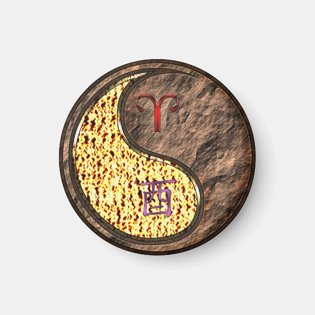 Aries & Earth Rooster Magnet (Front)