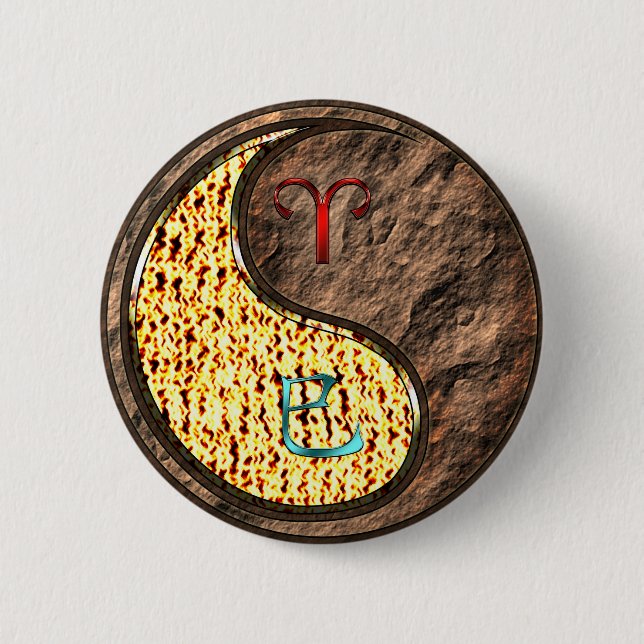 Aries & Earth Snake 6 Cm Round Badge (Front)
