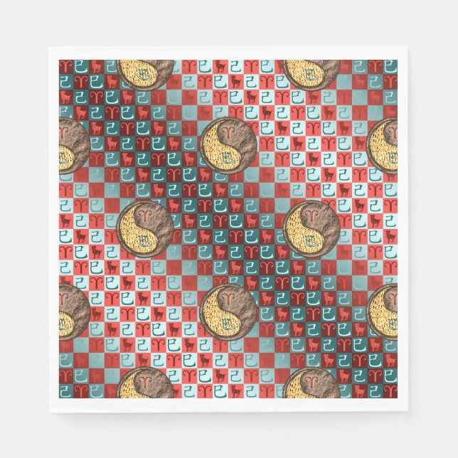 Aries & Earth Snake Napkin (Front)