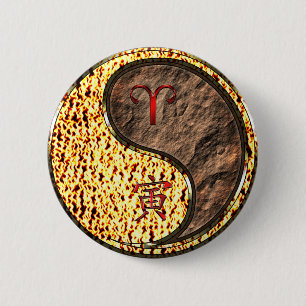 Aries & Earth Tiger 6 Cm Round Badge