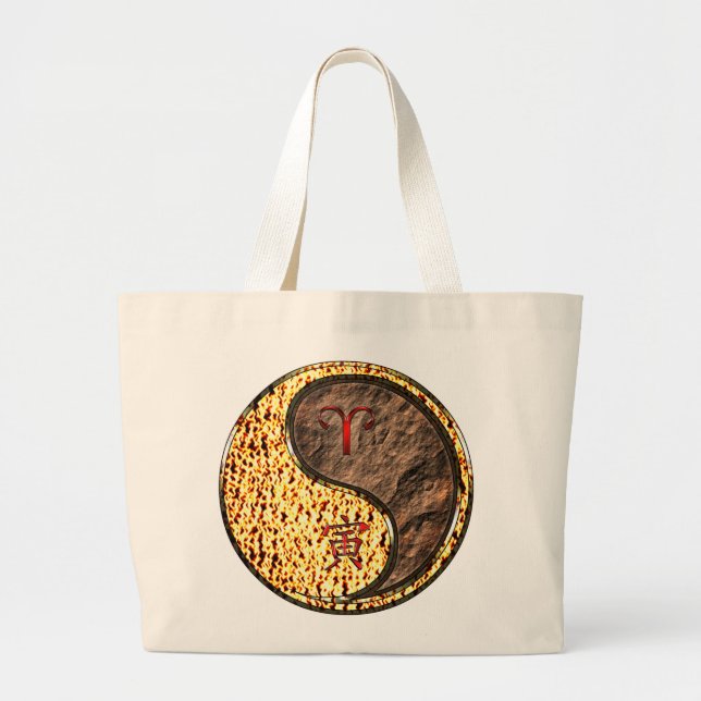 Aries & Earth Tiger Large Tote Bag (Front)