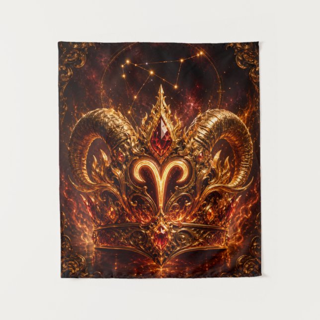 Aries Ember Crown Zodiac Wall Art Tapestry (Front)