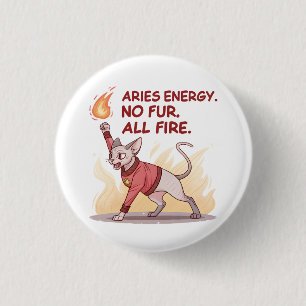 Aries Energy Sphynx Cat No Fur All Fire Art 3 Cm Round Badge