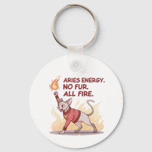 Aries Energy Sphynx Cat No Fur All Fire Art Key Ring