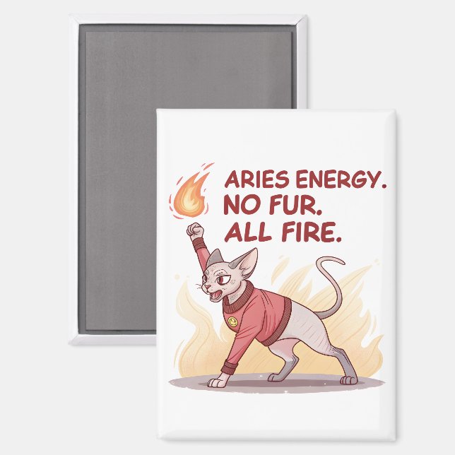 Aries Energy Sphynx Cat No Fur All Fire Art Magnet (Front/Back)