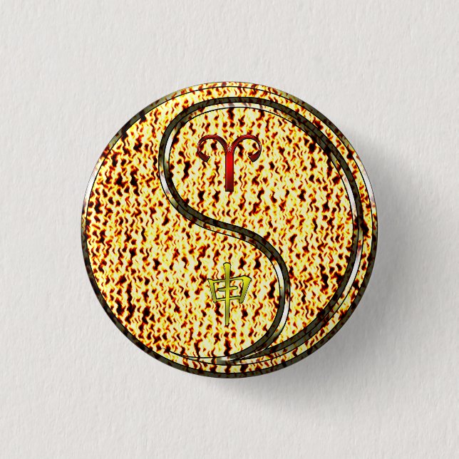 Aries & Fire Monkey 3 Cm Round Badge (Front)