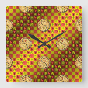 Aries & Fire Monkey Square Wall Clock
