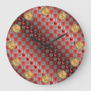 Aries & Fire Rabbit Large Clock