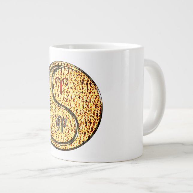 Aries & Fire Rabbit Large Coffee Mug (Front Right)