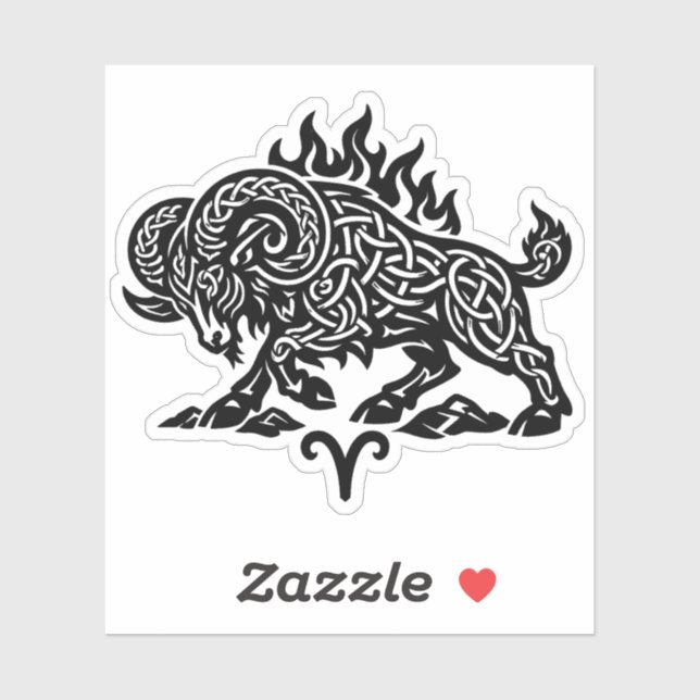 Aries Fire‑Ram – Celtic Haunted Ink Zodiac (Sheet)