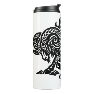 Aries Fire‑Ram – Celtic Haunted Ink Zodiac Thermal Tumbler