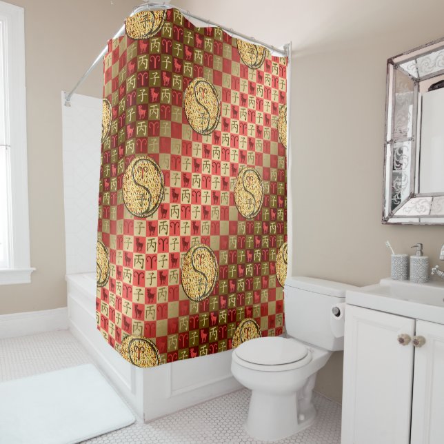 Aries & Fire Rat Shower Curtain (In Situ)