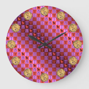 Aries & Fire Rooster Large Clock