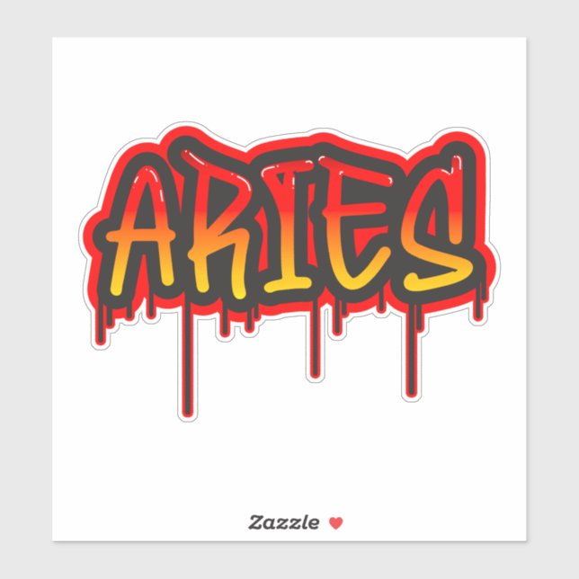 ARIES Fire Sign Dripping Word Art Spray Paint (Sheet)