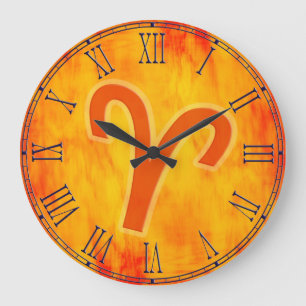 Aries fire sign zodiac wall clock