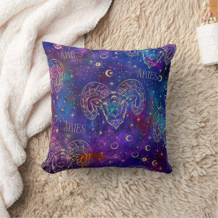 Aries Galaxy Throw Pillow