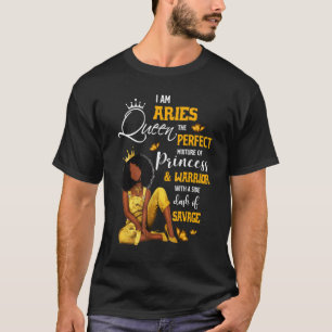 Aries Girl Birthday Melanin Afro Queen For Black T-Shirt