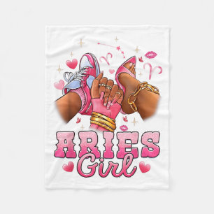 Aries Girl Birthday Queen Women Birthday Girl Fleece Blanket