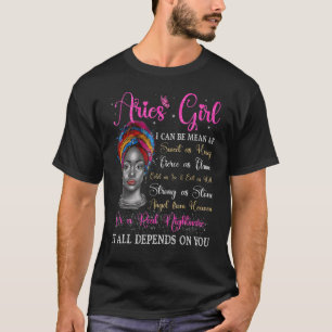 Aries Girl Black Queen Zodiac Birthday Afro Women T-Shirt