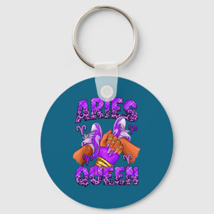 Aries girl zodiac birthday afro queen sneakers key ring