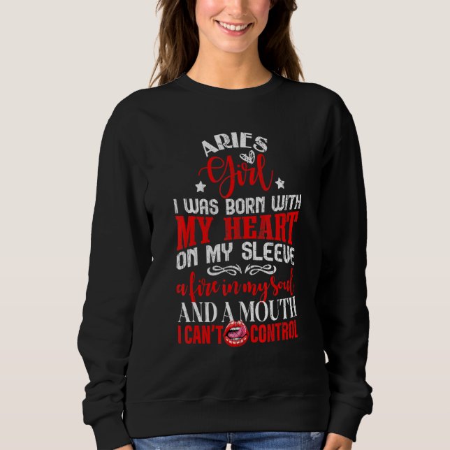 Aries Girl Zodiac Sign Graphic Sweatshirt (Front)