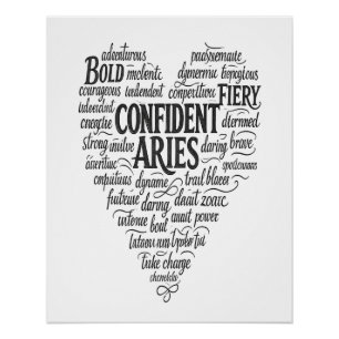 Aries Glossy Landscape Poster Zodiac Word Cloud