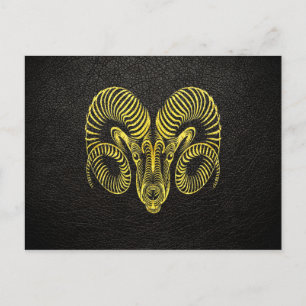Aries Gold on Leather Postcard