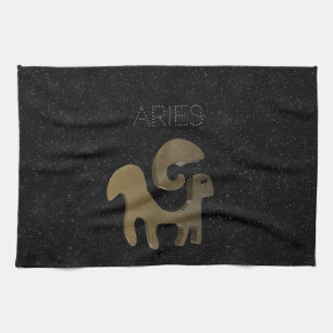 Aries golden sign tea towel