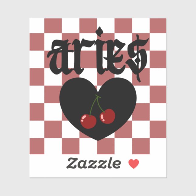 Aries Gothic Aesthetic Chequered Cherry Art (Sheet)
