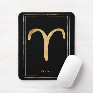 Aries hammered gold stylised astrology symbol mouse pad