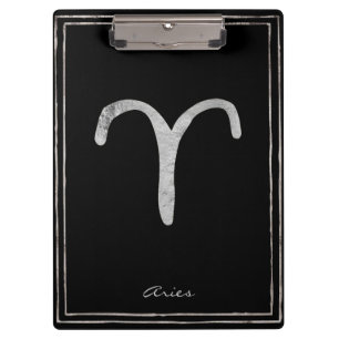 Aries hammered silver stylised astrology symbol clipboard