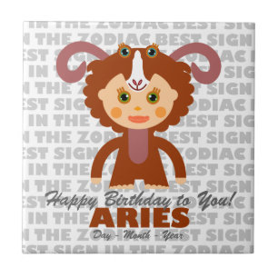 Aries Happy Birthday Tile