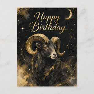Aries Happy Birthday Zodiac Design Postcard