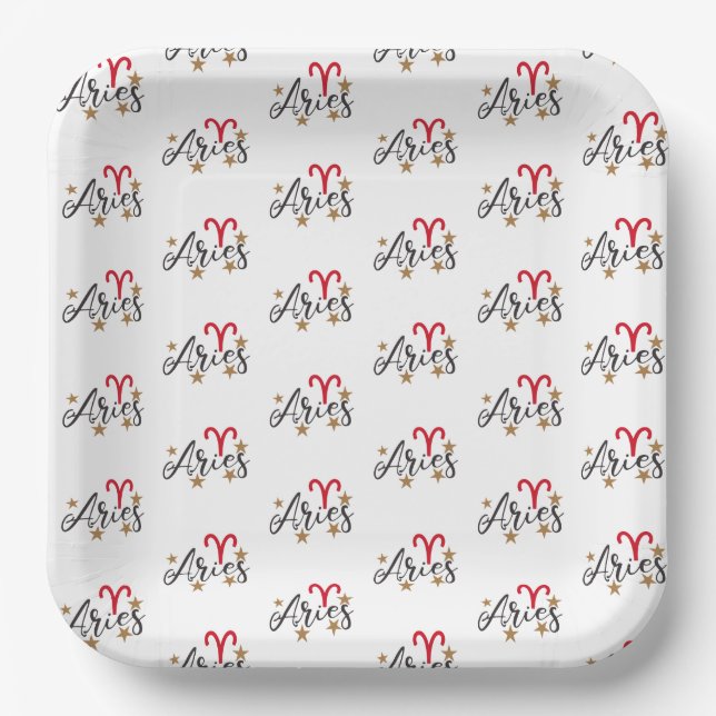 Aries Horoscope Birthday Paper Plate (Front)