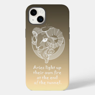Aries Horoscope Brown and White silhouette Quote Case-Mate iPhone 14 Plus Case