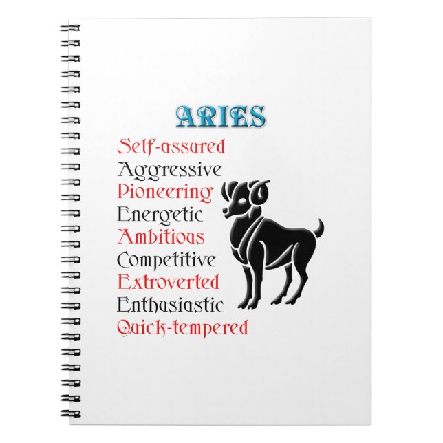 Aries Horoscope Zodiac Sign Notebook (Front)