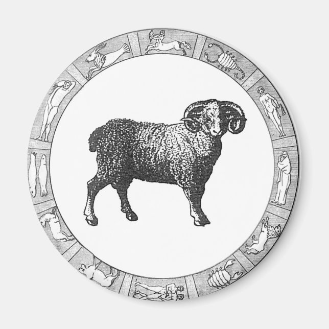 Aries in a Zodiac Ring Magnet (Front)