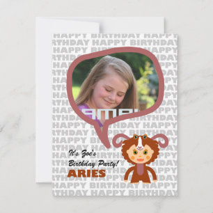 Aries Kids Party Invitation with photo