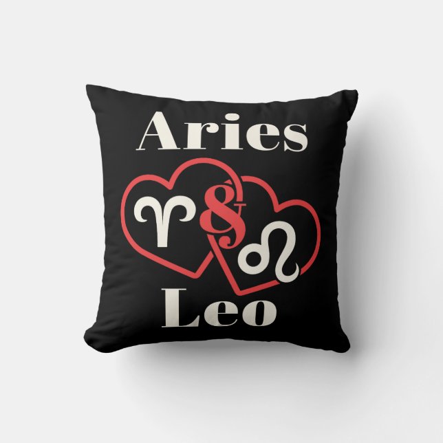 Aries & Leo Couples Zodiac Cushion (Front)
