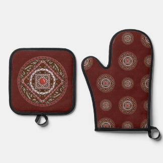 Aries Mandala Oven Mitt & Pot Holder Set